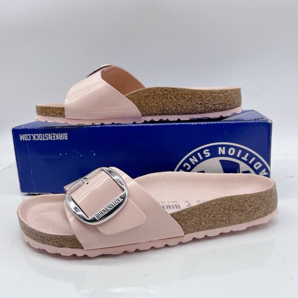 Birkenstock Madrid Big Buckle Sandal High Shine Rose Patent Leather 38 US 7- 7.5 - Picture 3 of 15